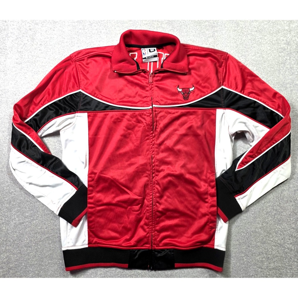 NBA UNK Chicago Bulls Jacket Mens XL Red Black Full Zip Colorblock Track Y2K